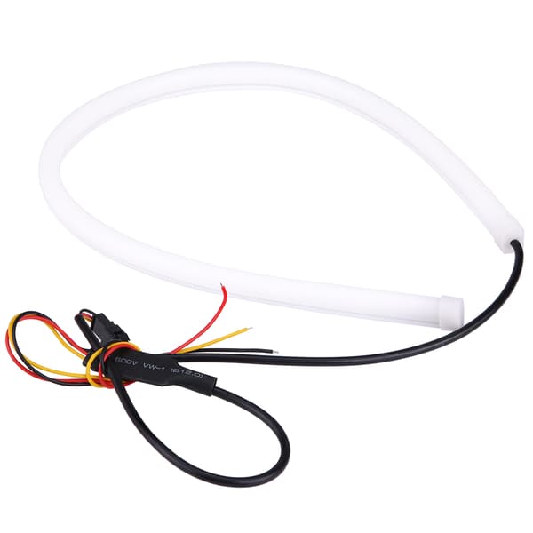 2*45cm Bil 12V Fleksibel Blød Rørguide LED Strip DRL Lys Blinklys Blå&Gul