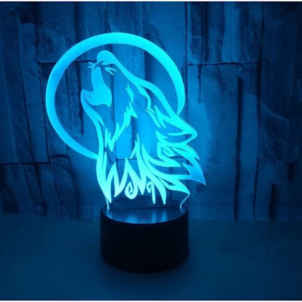Varg Djur Leksaker 3D Illusion Nattlampa Smart Touch Lampa, Kreativ RGB Led, Jul Födelsedag Dekorationer Presenter