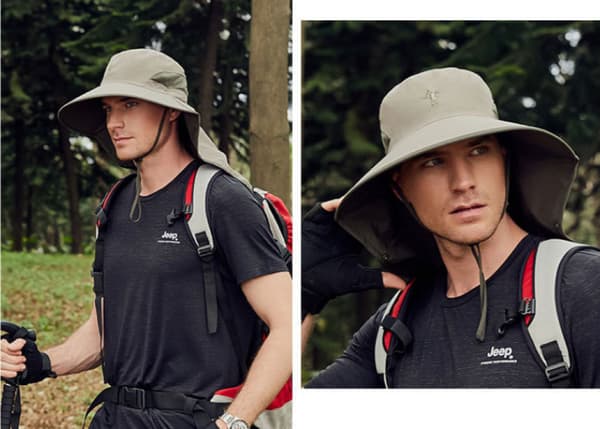 Utomhus UPF50+ Mesh Solhatt Bred Brätte Fiskehatt med Nacke E