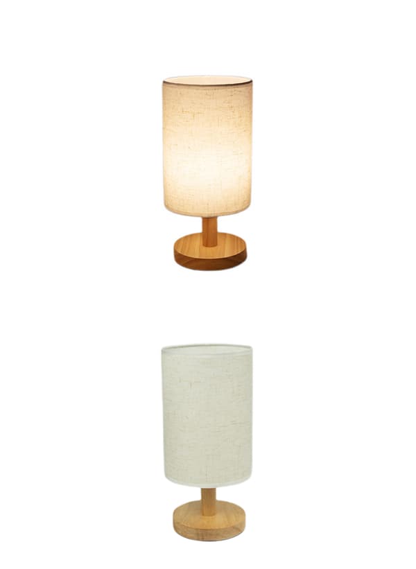 Liten lampe for soveromsdekor, ledningsplugg trelampe med stoff