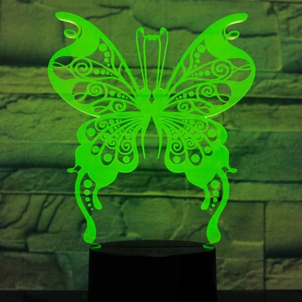 3D Sommerfugl Natlampe Illusion LED 7 Farveskift