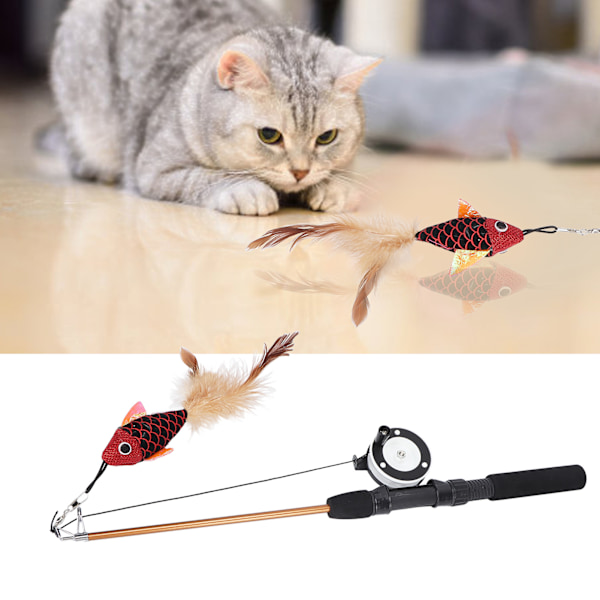 Katt Fiske Spö Leksak Bite Resistance Multifunktionell Katt Fjäder Teaser Wand Leksak för Katter