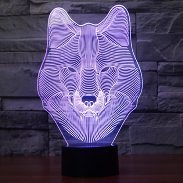 Animals Wolf 3D Natlampe med Touch-kontrol, Ticent