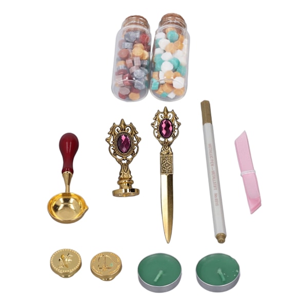 Vaxstämpelset i europeisk stil Retro DIY-stämpel Handkonto Kuvert Eldfärg Tätningsvaxset Present Jordlåda Dekoration Fuchsia