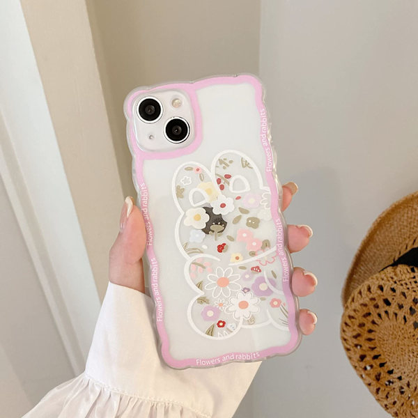 Kompatibel med iPhone 11 Skal Transparent Söt Blommig Kanin