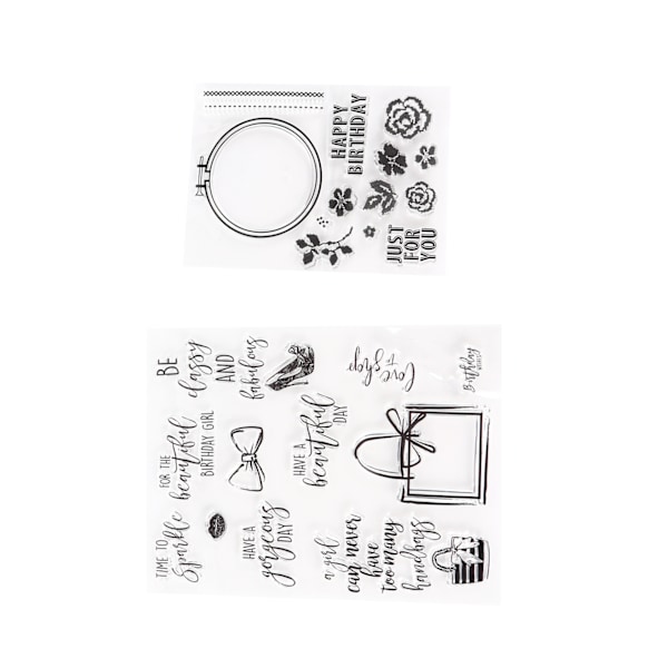 2 stk. gjennomsiktig stempel DIY gjenvinnbar hudvennlig klart stempel for kortlaging dekorasjon utklippsbok