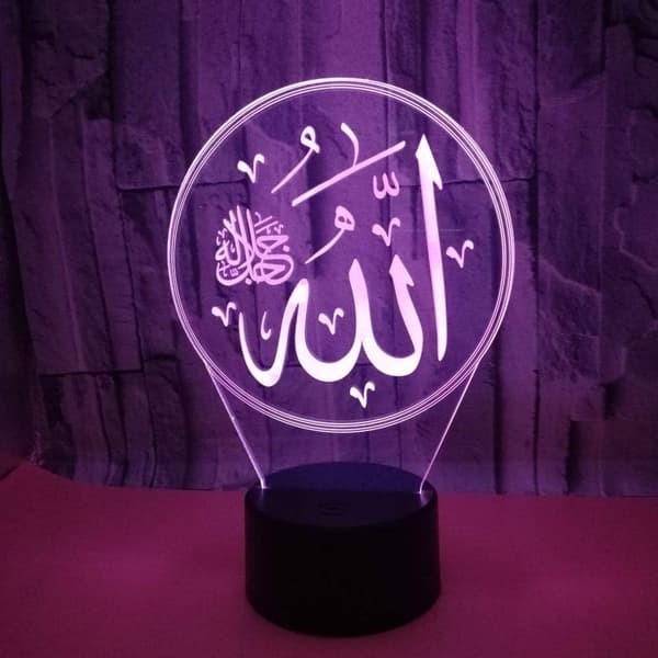 Kreativ 3D Islamsk Nattlampe 16 Farger Endring USB-strøm