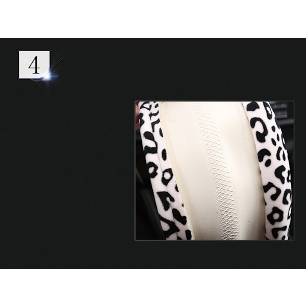 Lyxig leopardmönstrad fashionabel plysch bilrattskydd, universell passform, håller bilen varm