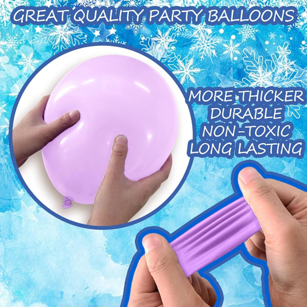 Fryst ballongbåge dekoration set, snöflinga pärlblå lila metallisk lila blå silver och vita ballonger för vinterland jul babyshower Purple Blue Silver Snowflake