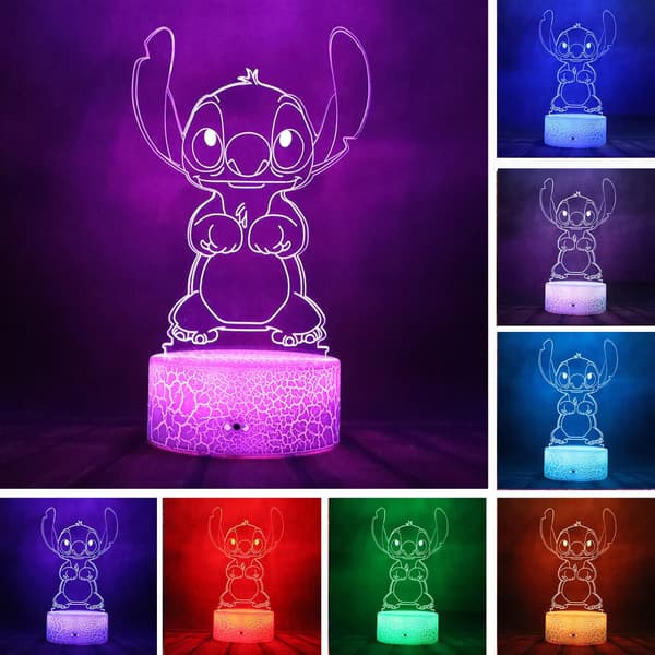 Amroe Søt Tegneserie Stitch og Lilo 3D LED Optisk Illusjon A