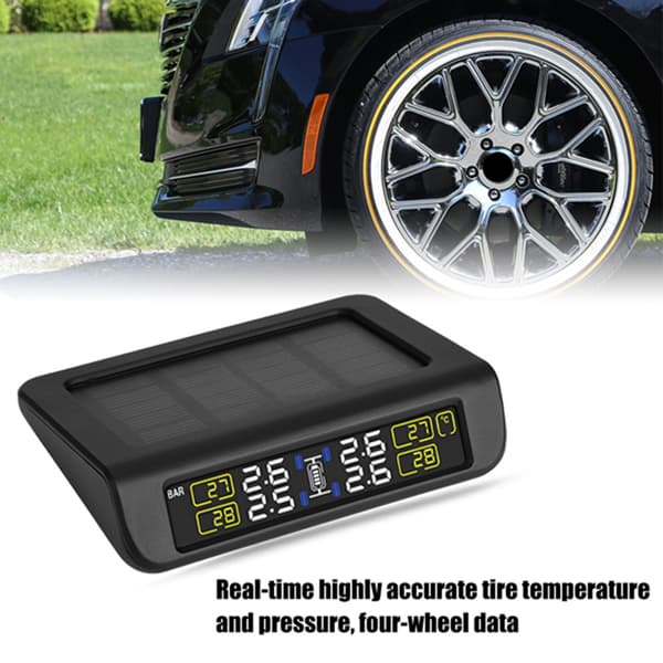 Däcktrycksövervakningssystem med solenergi &amp; Mini USB-gränssnitt, TPMS-larm med 4 externa sensorer