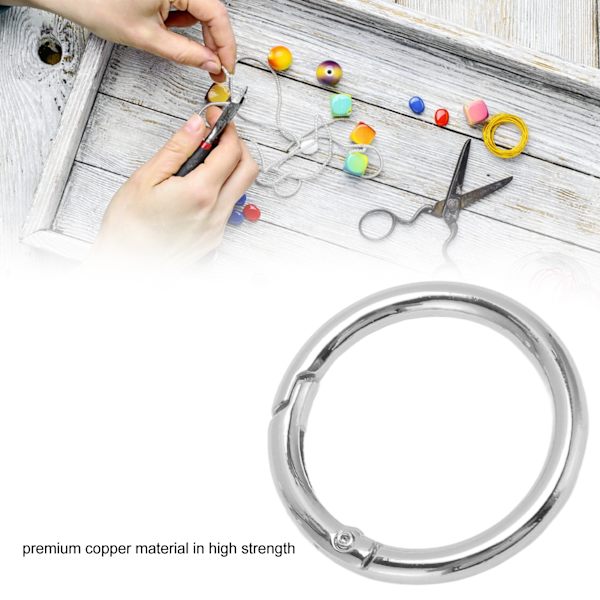 20 st fjäder O-ringar 1,57 tum diameter 0,2 tum tjock stark koppar säker stängning fjäder spännen för handväska väska smycken DIY Silver