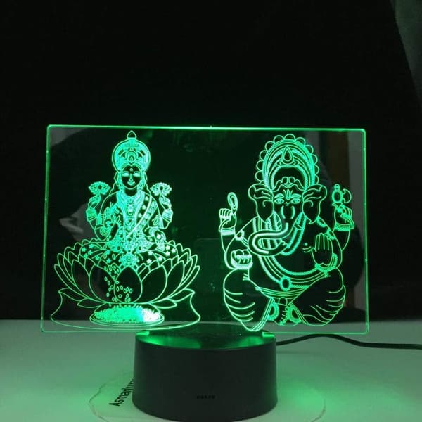 Lampe 3D Natlamper Illusion LED Buddha Ganesha 7 Skiftende