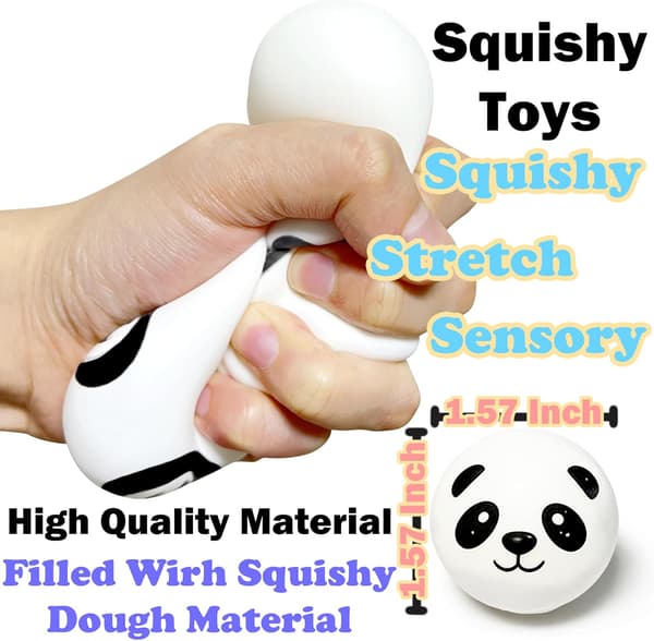 Mini Panda Dumpling Squishy Leksaker (3-pack), Sensoriska Fidget Stressbollar för Vuxna och Barn, Stresslindrande Gåvor, Partyfavoriter