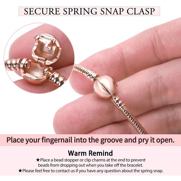 925 Sterling Silver Rose Gold Snake Chain Armband Basic 17cm