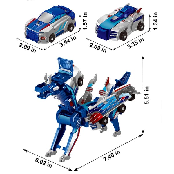 Magnetisk Kollision Transformerende Dinosaur Bil Legetøj, Nedbrudsaktiveret Deformationsrobot Køretøj til Børneleg Silver-winged Dragon