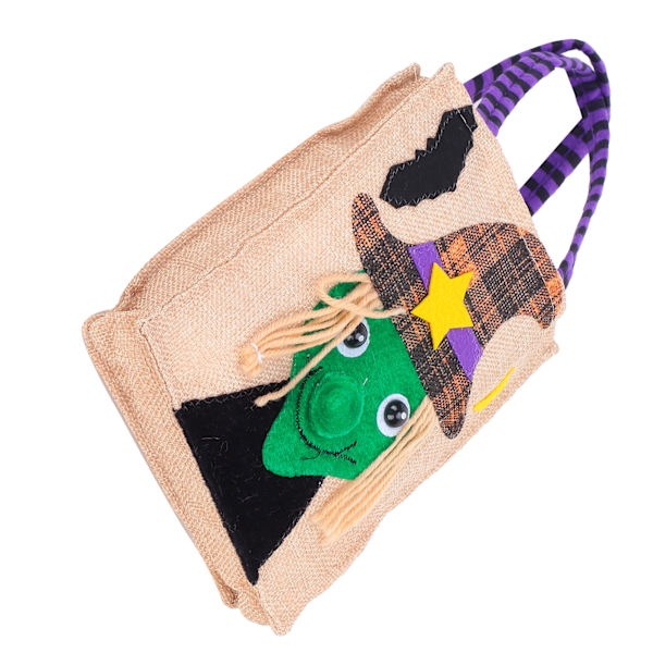 Halloween Tote Bag Gunny Cloth med Håndtak 4 Mønstre Thanksgiving Vesker for Trick Treat Oppbevaring Heks