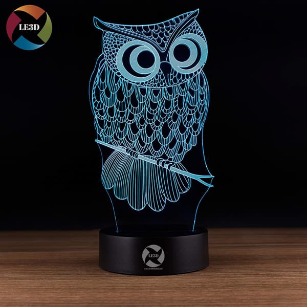 3D Optisk Illusjon Nattlys - 7 LED Fargeskiftende Lampe