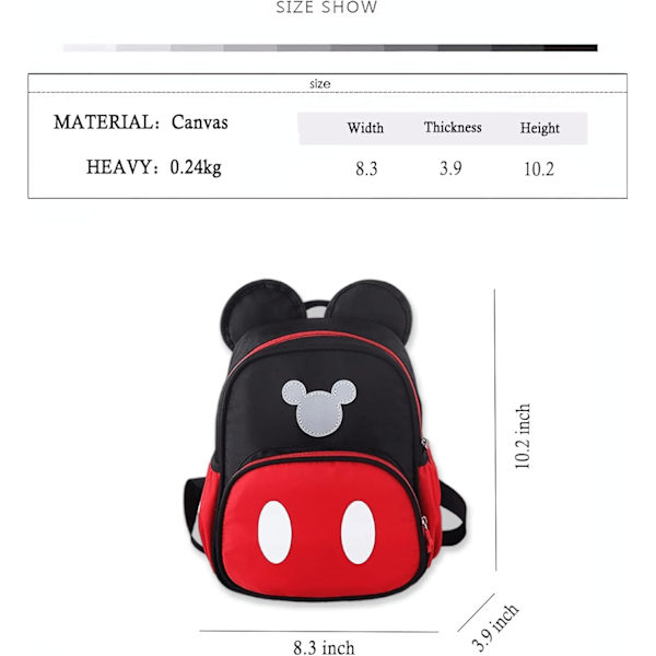 Söta Mini Ryggsäckar Vattentäta Små Barnryggsäckar för Flickor Bakcpack Resväska, Röd Cartoon Väska, Musöron Rosett Resedagryggsäck, Presenter till Barn Mickey