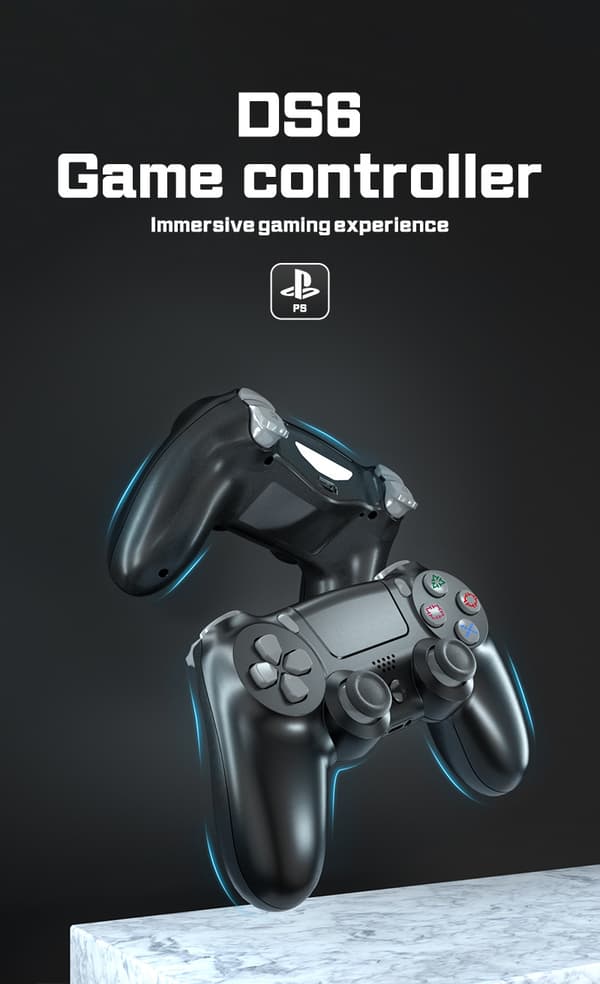 Trådløs Bluetooth 4.0 Vibrerende Gamepad med Lys til PS4 White