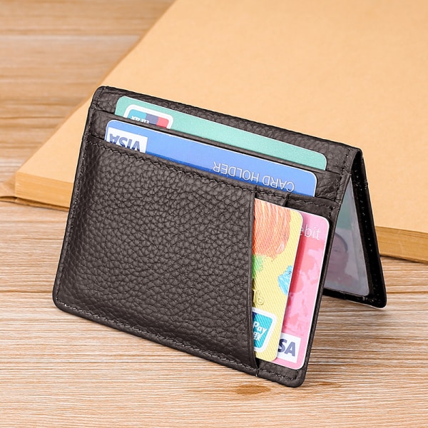 Men's Wallet, Slim RFID Blocking Minimalist Credit Card Holder Holds Up to 8 Cards and Bills, Great for Travel (Dark brown)