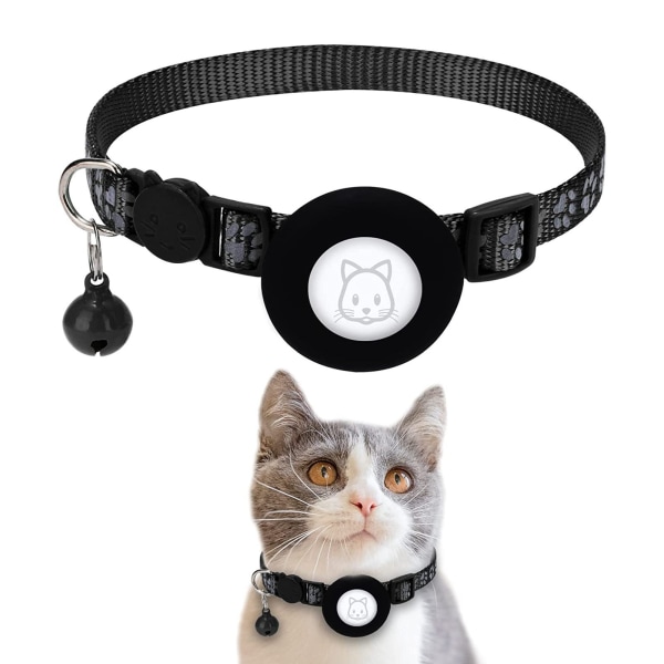 Finner kattehalsbånd Forhindrer tapt reflekterende GPS-kattehalsbånd med sikkerhetsspenne og klokke for små kjæledyrkattvalp