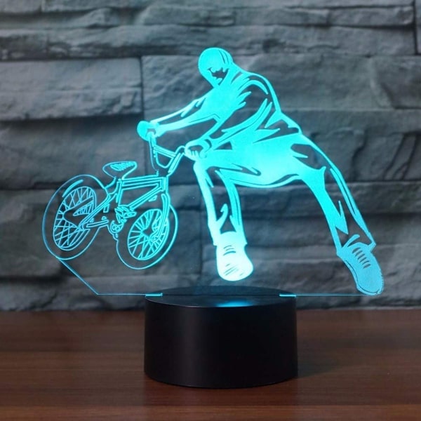 3D nattlampor 3D BMX Trickster bordslampa sängbordsdekor Bi
