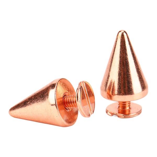 100 sarjaa Punk Cone Spikes Studs Electroplating Rose Gold Punk Cone Spiked Screw Rivets DIY Punk Style Decoration 9.5x15mm