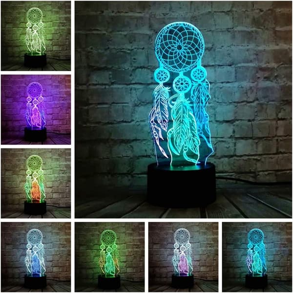 Drømmefanger Valentinsdag Vindspil Illusion RGB Stemningsbordlampe