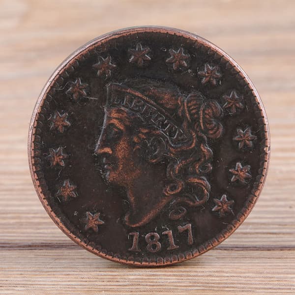 1817 USA 1 Cent Mässing Vintage Samling Mynt Minnesmynt