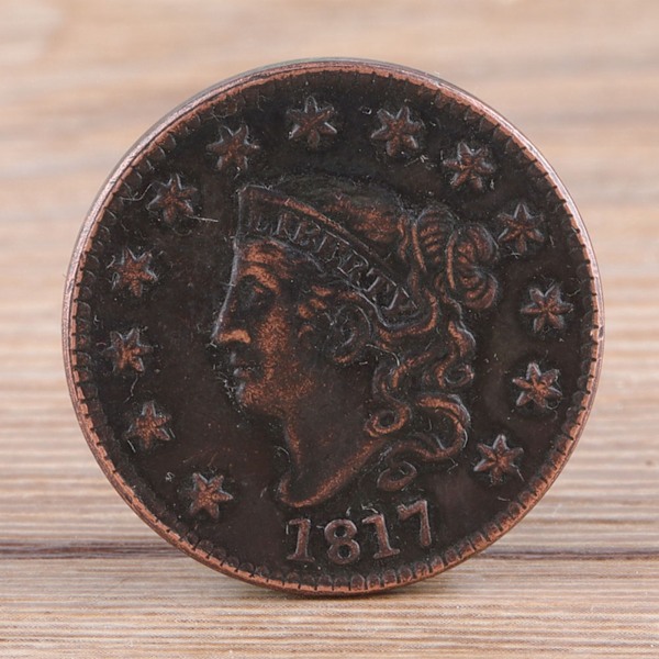 1817 USA 1 Cent Messing Vintage Samleobjekt Mynt Samlermynt