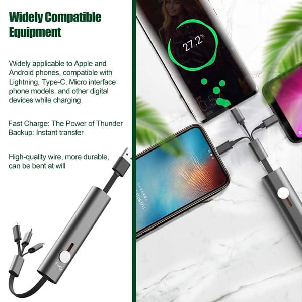 Metallisk tre-i-ett-datakabel typ-C Micro USB lämplig för