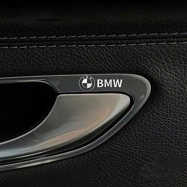 4 kpl auton metalliset autologon koristetarrat ovenkahvat peilit ohjauspyörän kori sisäikkunatarrat BMW