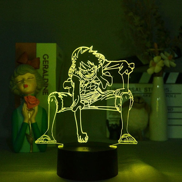 3D Nattlamper for Smartphone Mono d Skrivebordslampe Luffy LED De