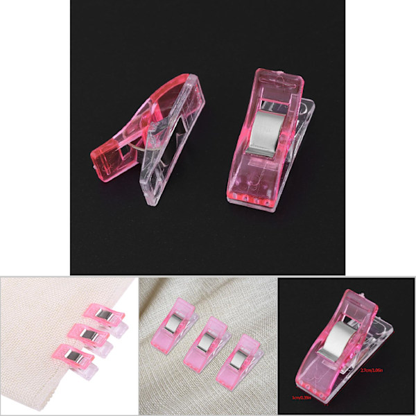 20 st/förpackning Plastnålverk Klämma för Quiltning Sömnad Stickning Tygbindningsklämmor (Rosa)
