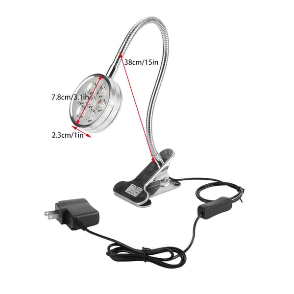 LED-maskinarbeidslys Svanehalsklips/Fast baseklemmebryterlampe (#08)