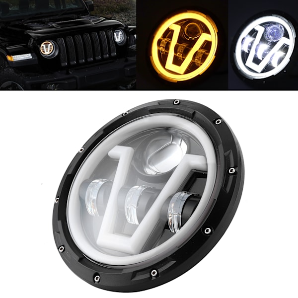 7 tommers runde LED-frontlykter Hvit Gult Lys IP67 Vanntett Passer for Jeep Wrangler JK 07-18
