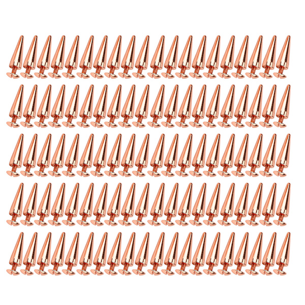 100set Punk Cone Spikes Nitar Roséguld Spetsiga Galvanisering Burr Free Clear Thread Mässing Spikes Nitar Rock Nitar 10x28mm
