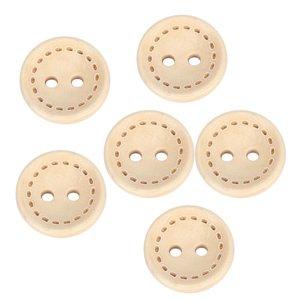100 st träknappar cirkulär träfärg DIY tillbehör sömnad 2-håls knapp 1,5 cm