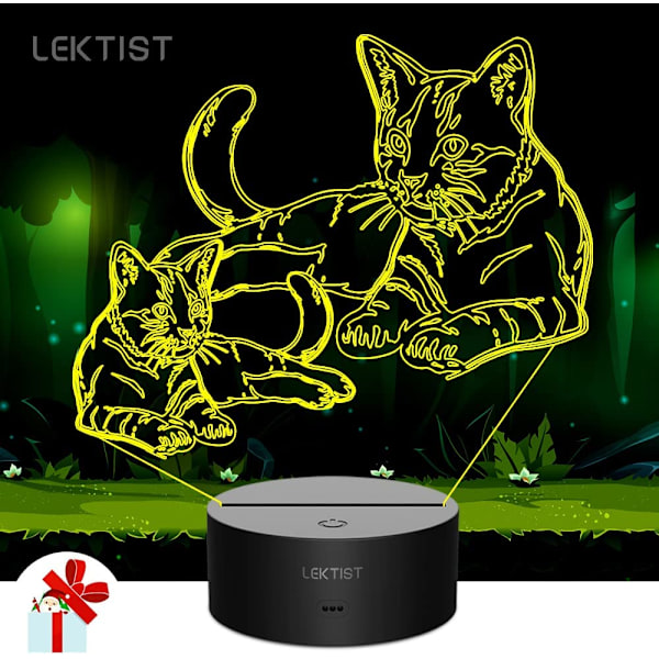 Pet Cat Light 3D Nattlampe Pet Cat Optisk Illusjon Nattl