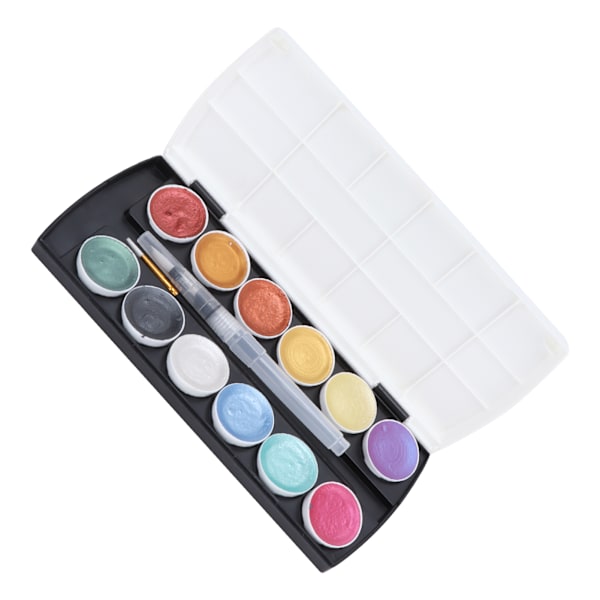 Akvarelmaling Solid 12 Farver Bærbar Pigment Kunst Sæt til Maleri Graffit Design