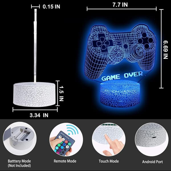 Joystick Spill Over 3D Illusionsrom Borddekor Lampe Spill Nattelys