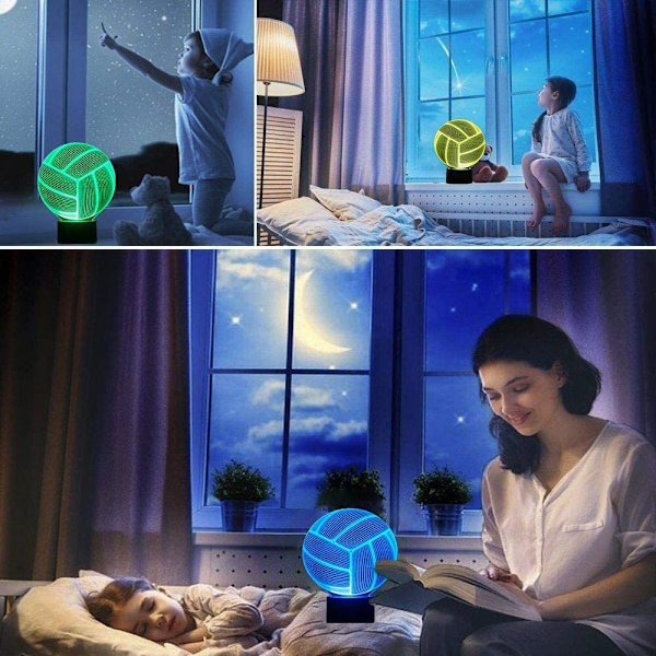 Volleyball Lampe Lekevarer 3D LED Optisk Illusjon Soverom Innredning Bordlampe med Fjernkontroll 7 Farger Akryl Søvn Nattlys Bursdagsgaver for Barn Barn