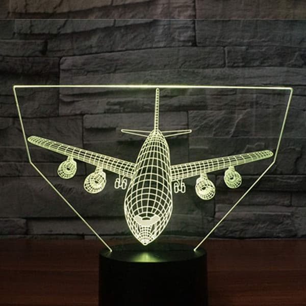 Flyselskap 3D Optisk Illusjon Nattelys Akryl 7 Fargeendring Berøringssensor Julegave Bursdagsgave til Barn Gutter