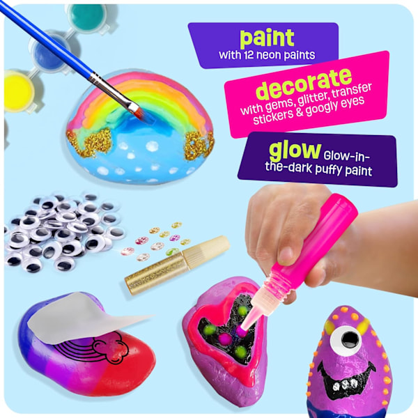 Stenmålning Kit för Barn - Glow in The Dark - Konst & Hantverk Påskgåvor för Pojkar och Flickor - Hantverksaktiviteter - Kreativa Konstleksaker för Barn