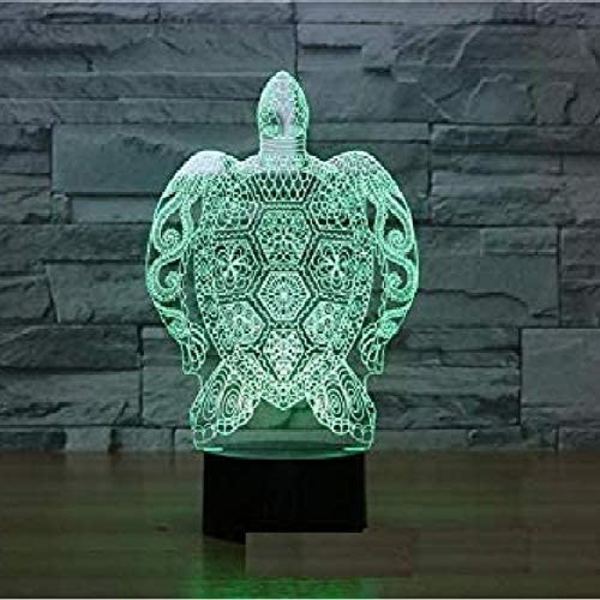 3D Ny Skildpadde Natlampe 7 Farveskift Touch Switch LED Ta