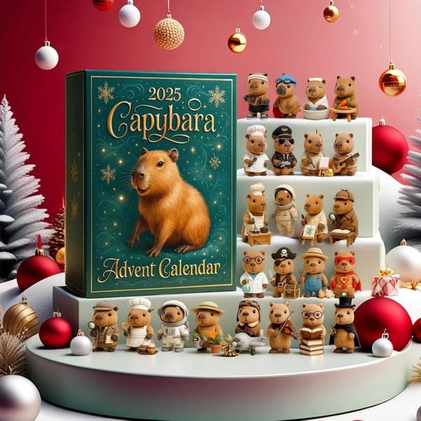 2025 Capybara Julekalender - 24 dages julekalender med 24 Capybara-pynt, daglig overraskelse 2D akryl Capybara