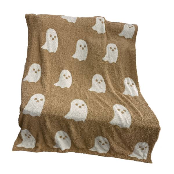 Spöke filt mjuk bekväm andningsbar Halloween filt för att titta på TV Camping Khaki 127x152cm/50x60in 850g/30oz