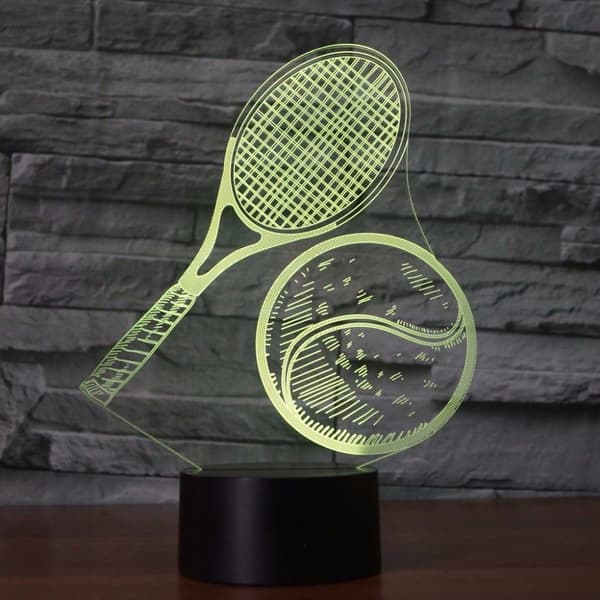 3D Tennis Natlampe Touch Switch 7 Farveskift LED Bordlampe