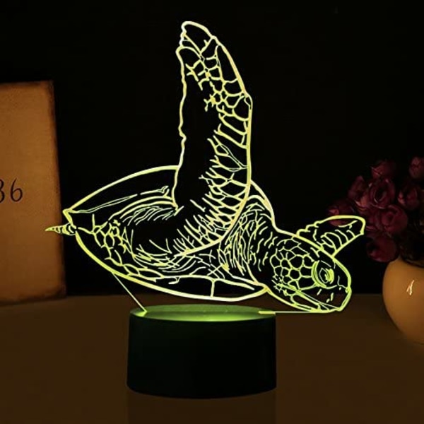 3D Abstrakt Havskildpadde Natlampe USB Touch Switch Dekor Ta